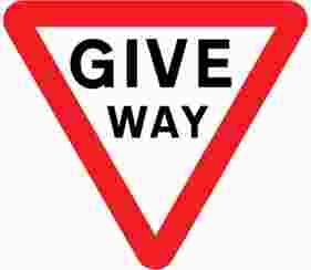 Give way to traffic on the major road sign